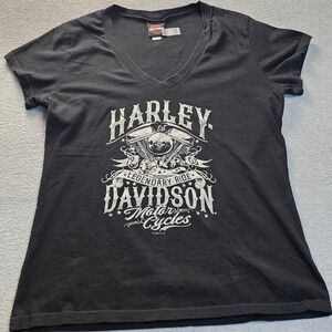 Harley-Davidson Womens XL Black Nashville Music City V-Neck Graphic T-Shirt